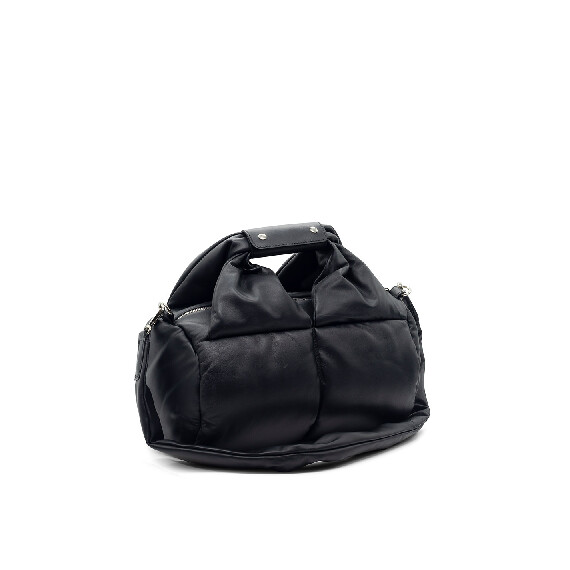 Lana<br/>Medium black quilted satchel  