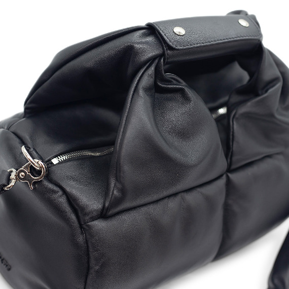 Lana<br/>Medium black quilted satchel  